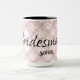 Caneca Festa de casamento Nome Rosa claro Pillower Glitte