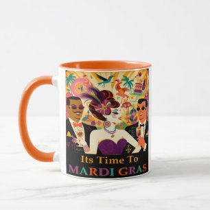 Caneca Festa de Cocktail Mardi Gras Retro Meados do Sécul