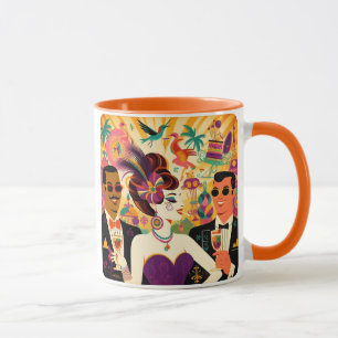 Caneca Festa de Cocktail Mardi Gras Retro Meados do Sécul