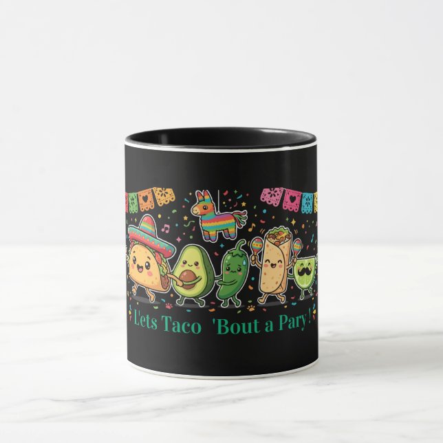 Caneca Festa de Comida Mexicana Kawaii Fofa - Taco Burrit (Centro)