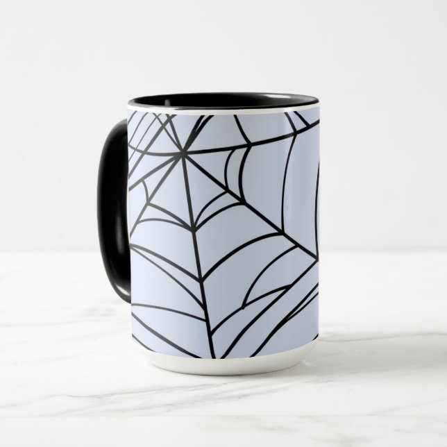 Caneca Festa de Halloween assustadora com teias de aranha (Frente Esquerda)