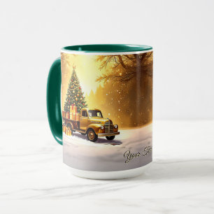 Caneca Festa de Natal de Caminhão Dourada
