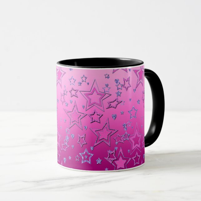 Caneca festa de Natal gradiente brilho purpurina confetes (Frente Esquerda)