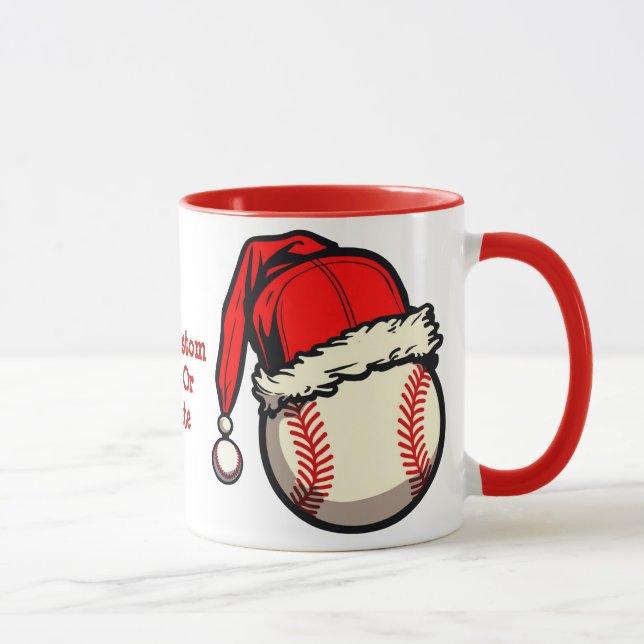 Caneca Festa de Natal Unisex do Baseball em Santa Hat (Direita)