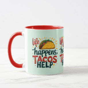 Caneca Festa Divertida de Amante de Taco Humor de Comida 