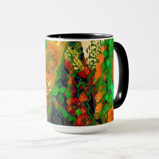 Caneca Festas de carnaval ou máscara de tintas, verdes e  (Frente Esquerda)