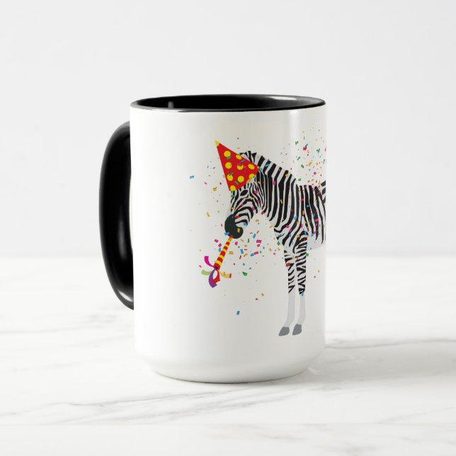Caneca Festas de zebra - Animais com festa (Frente Esquerda)