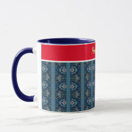 Caneca Festiva Azul e Vermelha por Poet Adiela Ako