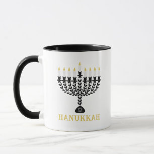 Caneca Festival Simples de Luzes Menorah Hanukkah