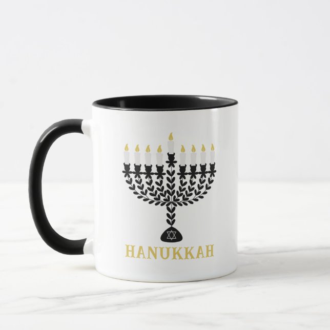 Caneca Festival Simples de Luzes Menorah Hanukkah (Esquerda)