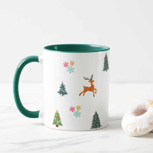 Caneca Festive Christmas Mug – Holiday Coffee Cup with Ch (Com Donut)