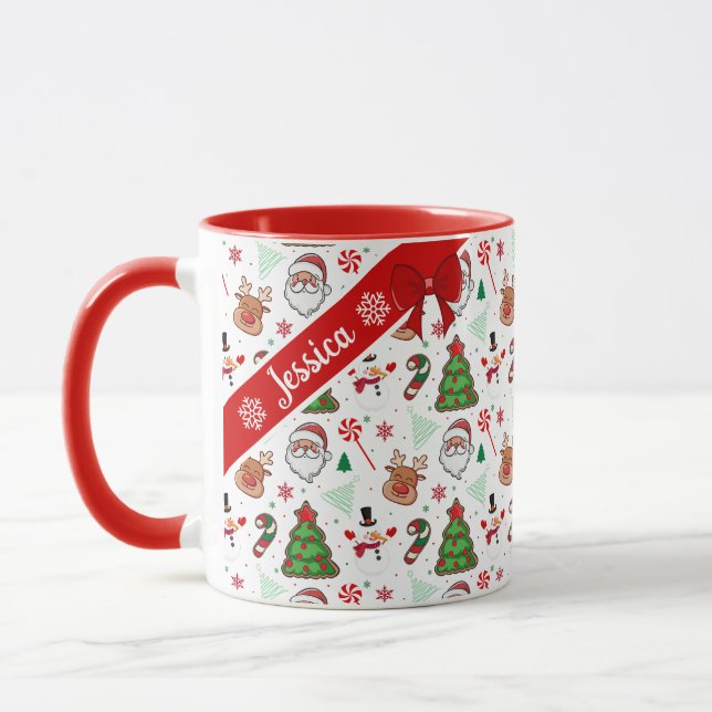 Caneca Festive Christmas Mug – Santa & Reindeer  (Esquerda)