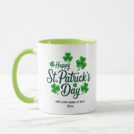 Caneca Festive St. Patrick's Day with Shamrock Border