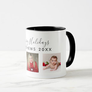 Caneca Festivo 3 x FOTO Colagem Natal Vermelho Dourado