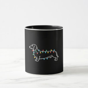 Caneca Festivo Dachshund com Luzes de Natal