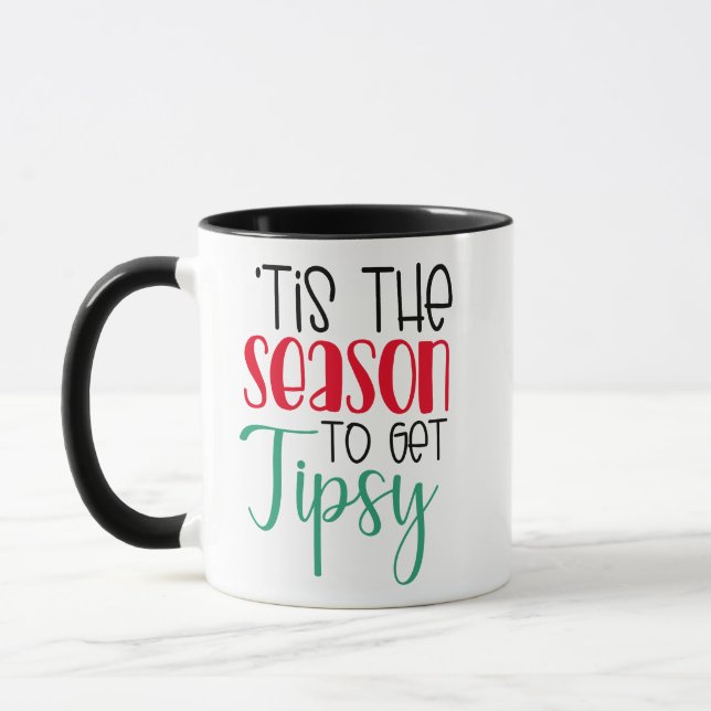 Caneca Festivo Esta é a estação para ser Tipsy | Bebendo  (Esquerda)