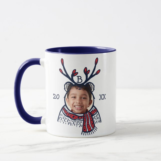 Caneca Festivo Xadrez Vermelha Festiva Foto de Panda (Esquerda)