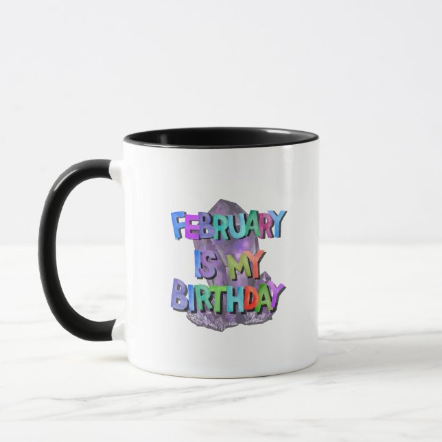 Caneca Fevereiro é meu aniversário (pedra) (Esquerda)
