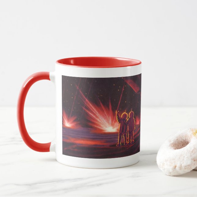 Caneca Ficção Científica Vintage Alien Planeta Vermelho E (Com Donut)