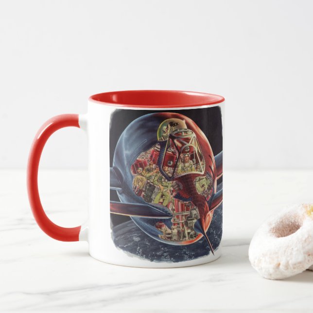 Caneca Ficção Científica Vintage Astronauta Foguete Espaç (Com Donut)
