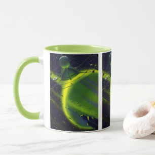 Caneca Ficção científica vintage Planeta Verde w espaçona
