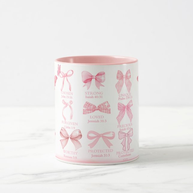 Caneca Fiel & Belo – Afirmação Cristã com Laço Rosa (Centro)