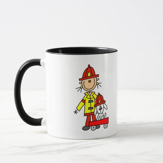 Caneca Figura de palito Bombeiro com Dálmata (Esquerda)