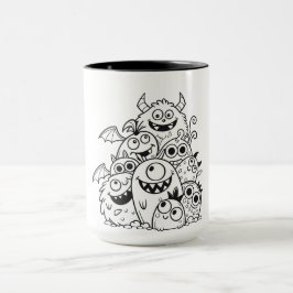 Caneca Figura de personagens de monstro de desenho animad