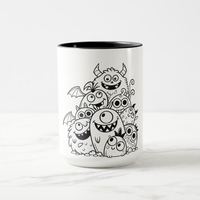 Caneca Figura de personagens de monstro de desenho animad (Centro)