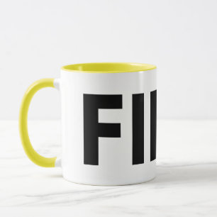 Caneca FIKA Amarelo-escuro, preto e branco