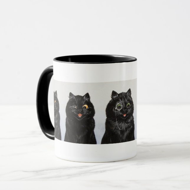 Caneca Fila de Gatos Negros de Louis Wain (Frente Esquerda)