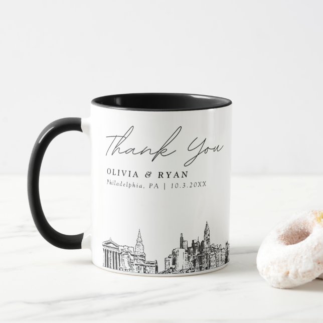 Caneca Filadélfia Simples Casamento Personalizado Coffee  (Com Donut)