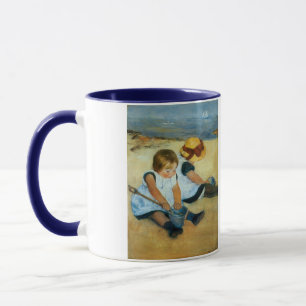 Caneca Filhos de Mary Cassatt na praia (1884)