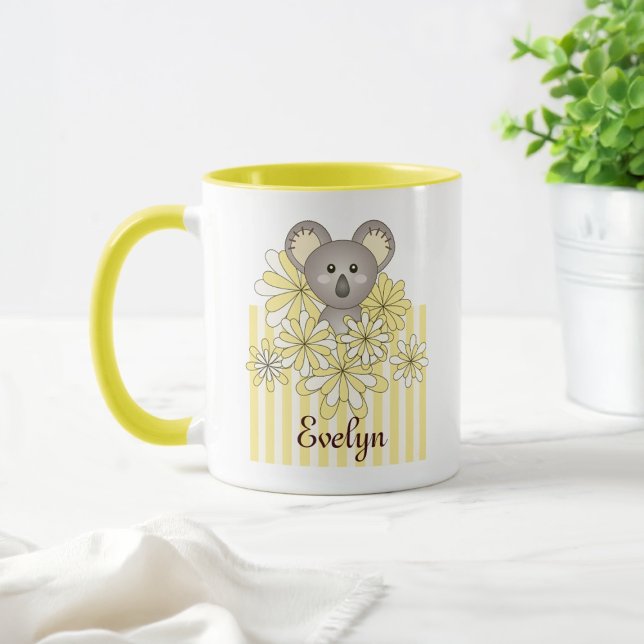 Caneca Filhos De Urso Koala, Bebê Amarelo Personalizado (Criador carregado)
