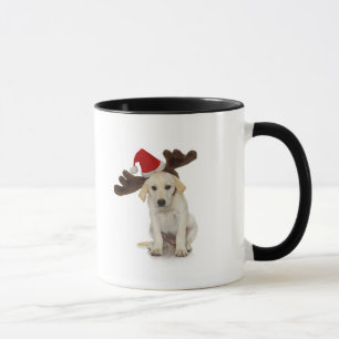 Caneca Filhote de cachorro com papai noel chapéu e