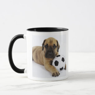 Caneca Filhote de cachorro de great dane com a bola de