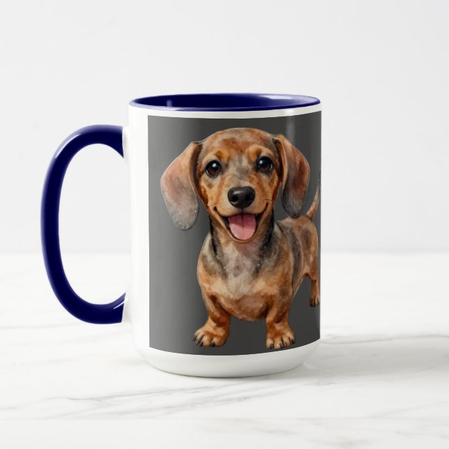 Caneca Filhote de Dachshund Feliz (Esquerda)