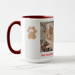 Caneca Filhote de gato laranja 2 fotos, encontre um gato,