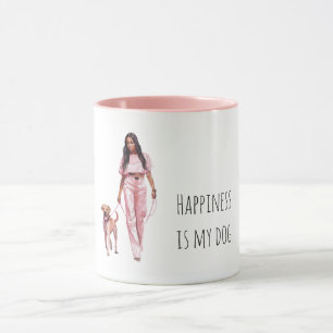 Caneca Filhote Preto Cinza Dama Preta Passeando Cachorro