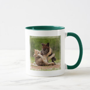 Caneca Filhotes de Lobo Cinzento Lutando