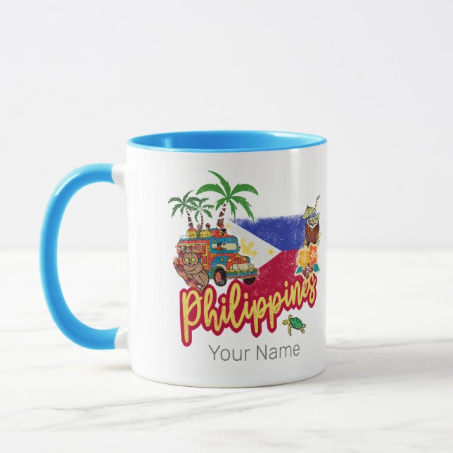 Caneca Filipinas Vintage Tarsier Flag Palm Souvenir (Esquerda)