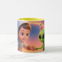 Caneca Fille cosmonaute et petite extraterrestre