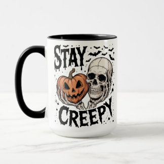 Caneca Fique Assustador Abóbora Crânio Esqueleto de Hallo
