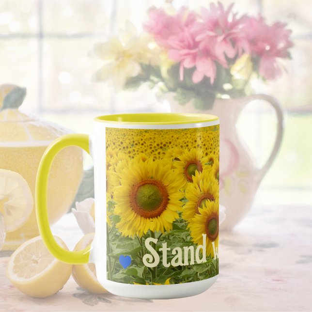 Caneca Fique de pé com a Ucrânia Sunflower Yellow (Criador carregado)