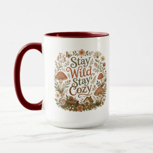 Caneca Fique Selvagem Fique Aconchegante Casa de Cogumelo