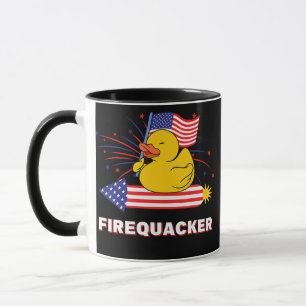 Caneca Firequacker Rubber Duck EUA Patriótico 4 de julho