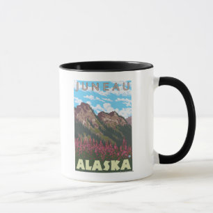 Caneca Fireweed & montanhas - Juneau, Alaska