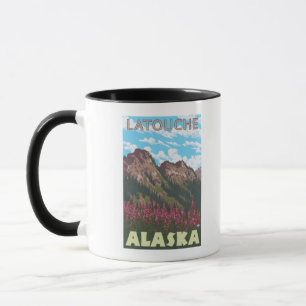 Caneca Fireweed & montanhas - Latouche, Alaska