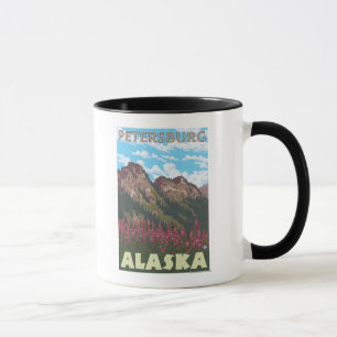 Caneca Fireweed & montanhas - Petersburgo, Alaska