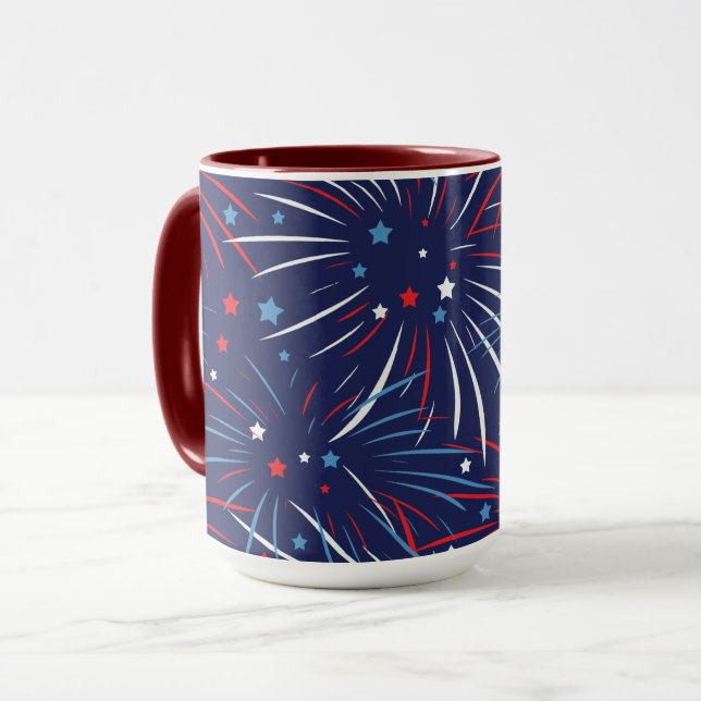 Caneca Fireworks Red White Blue Stars Big (Frente Esquerda)